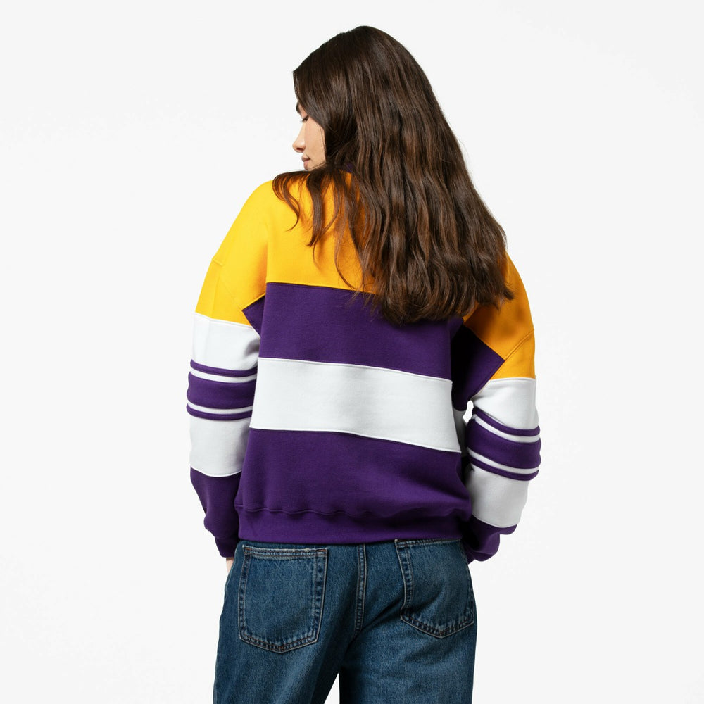Los Angeles Lakers x DANNIJO Women's Blocked Pullover Sweatshirt Gold/Purple - Mitchell & Ness