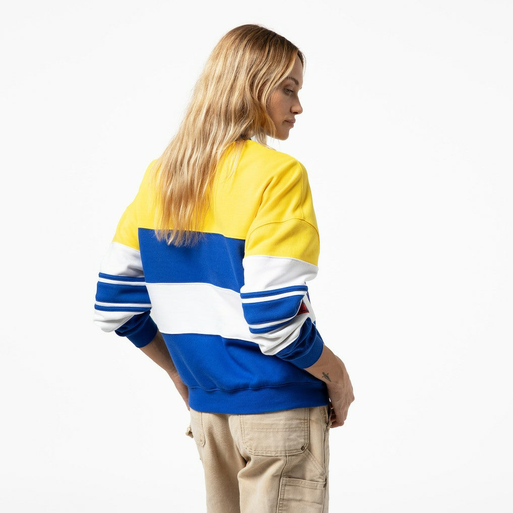 Golden State Warriors x DANNIJO Women's Blocked Pullover Sweatshirt Gold/Royal - Mitchell & Ness outlet
