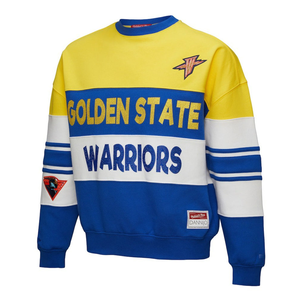 Golden State Warriors x DANNIJO Women's Blocked Pullover Sweatshirt Gold/Royal - Mitchell & Ness outlet