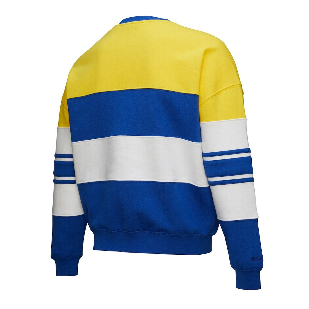 Golden State Warriors x DANNIJO Women's Blocked Pullover Sweatshirt Gold/Royal - Mitchell & Ness outlet