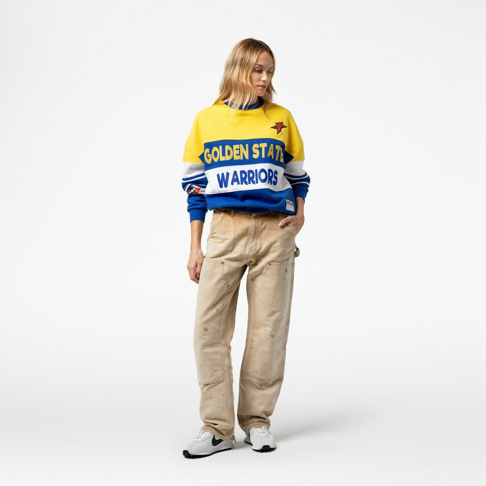 Golden State Warriors x DANNIJO Women's Blocked Pullover Sweatshirt Gold/Royal - Mitchell & Ness outlet