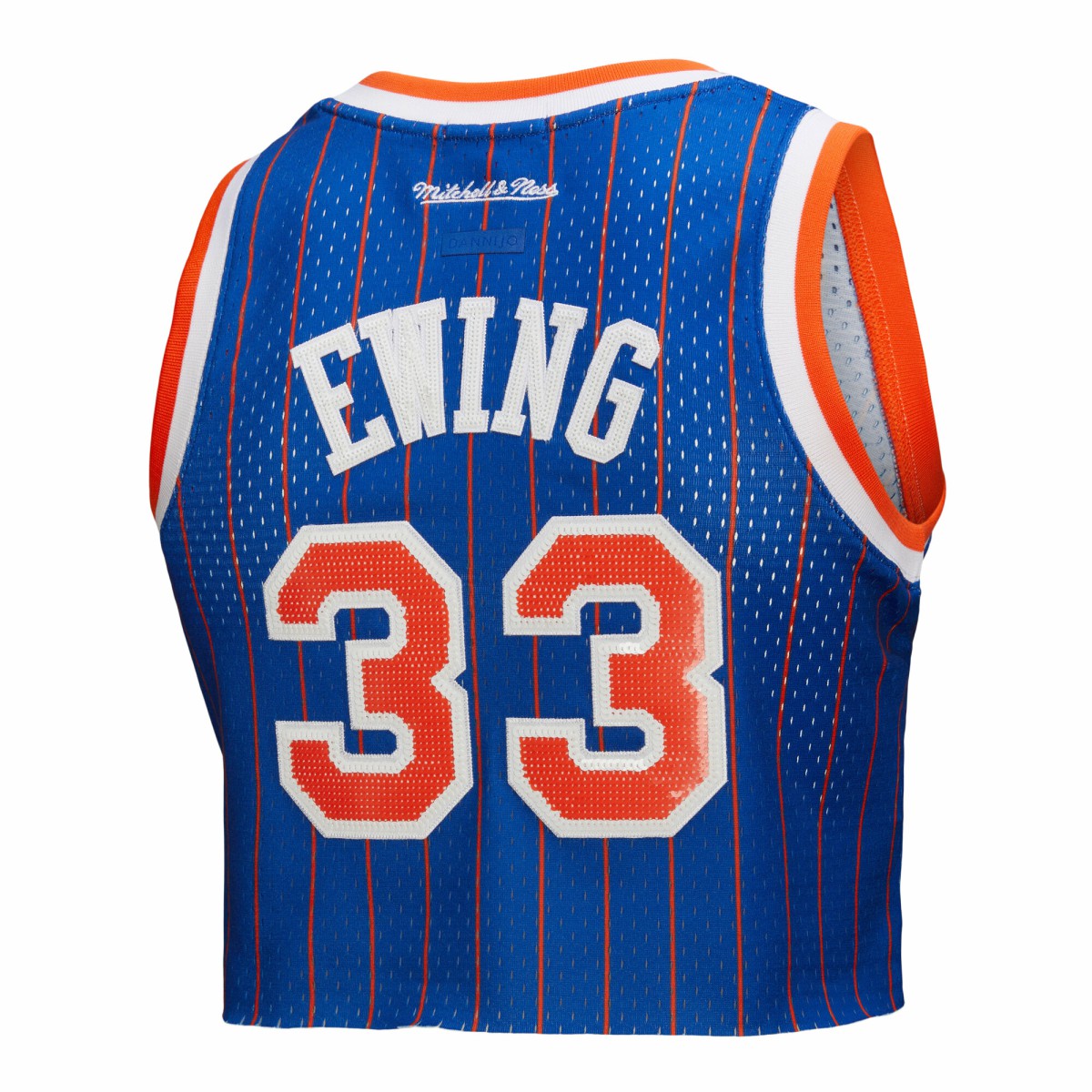 Patrick Ewing New York Knicks x DANNIJO Women's Fashion Cropped Basketball Jersey Royal - Mitchell & Ness