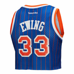 Patrick Ewing New York Knicks x DANNIJO Women's Fashion Cropped Basketball Jersey Royal - Mitchell & Ness