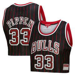 Scottie Pippen Chicago Bulls x DANNIJO Women's Fashion Cropped Basketball Jersey Black - Mitchell & Ness