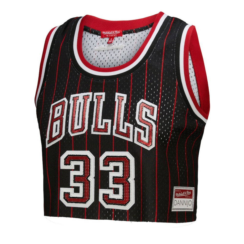 Scottie Pippen Chicago Bulls x DANNIJO Women's Fashion Cropped Basketball Jersey Black - Mitchell & Ness