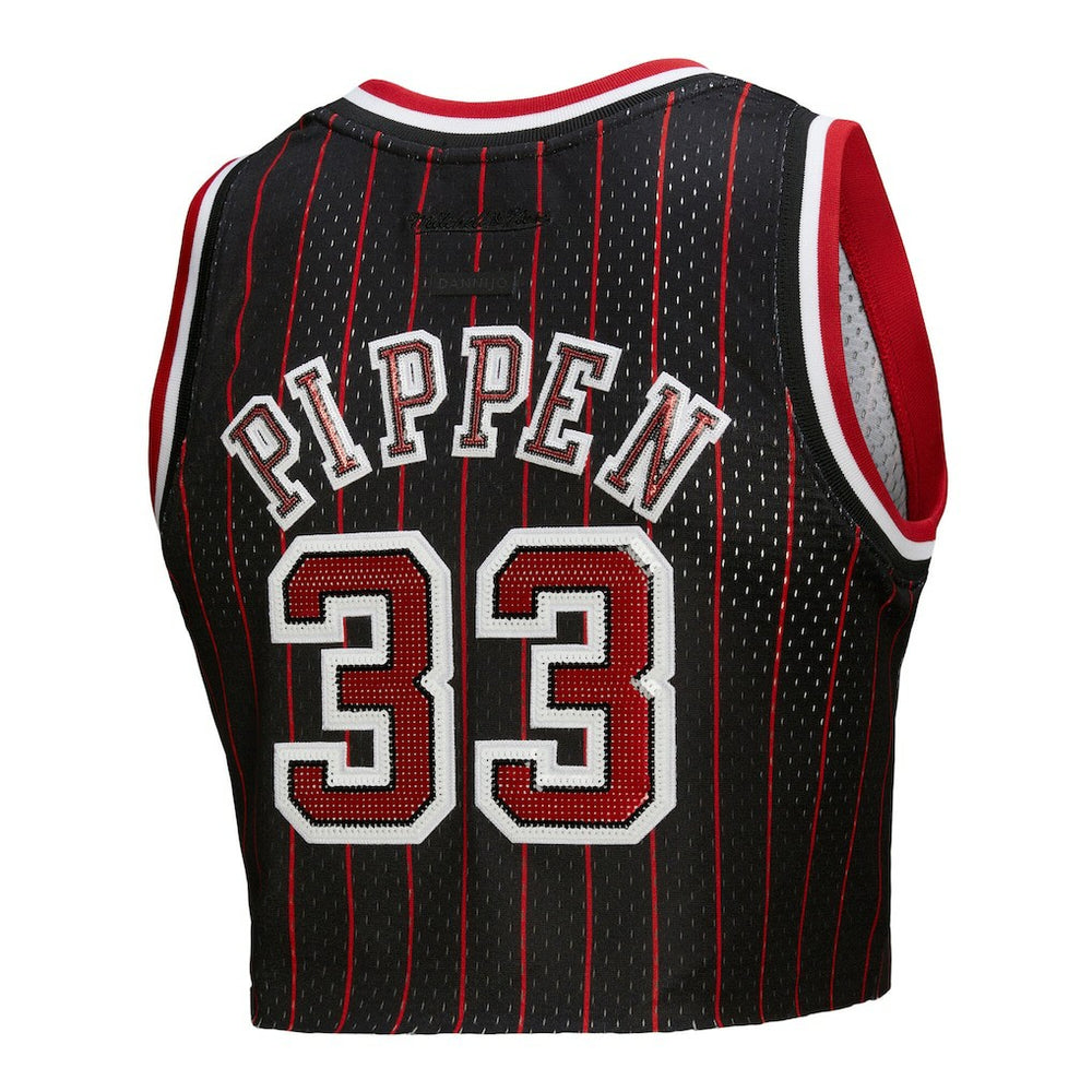 Scottie Pippen Chicago Bulls x DANNIJO Women's Fashion Cropped Basketball Jersey Black - Mitchell & Ness