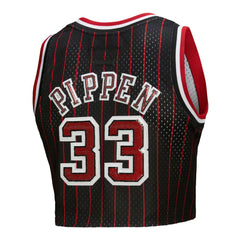 Scottie Pippen Chicago Bulls x DANNIJO Women's Fashion Cropped Basketball Jersey Black - Mitchell & Ness