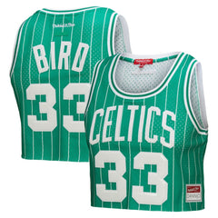 Larry Bird Boston Celtics x DANNIJO Women's Fashion Cropped Basketball Jersey Kelly Green - Mitchell & Ness outlet