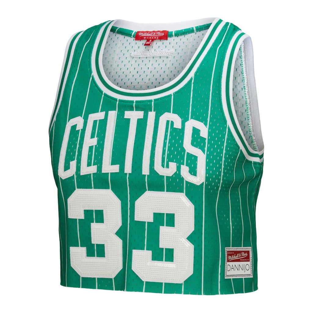 Larry Bird Boston Celtics x DANNIJO Women's Fashion Cropped Basketball Jersey Kelly Green - Mitchell & Ness outlet