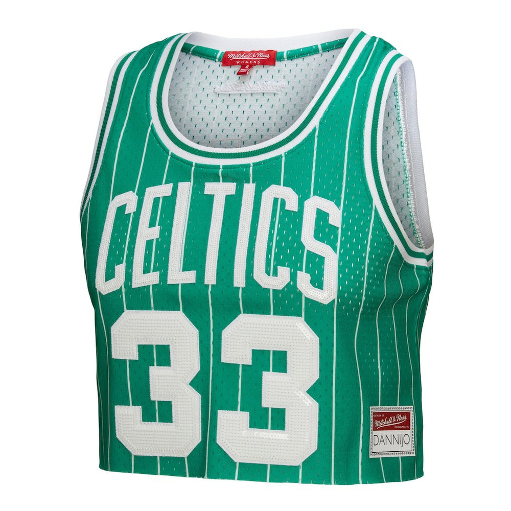 Larry Bird Boston Celtics x DANNIJO Women's Fashion Cropped Basketball Jersey Kelly Green - Mitchell & Ness outlet