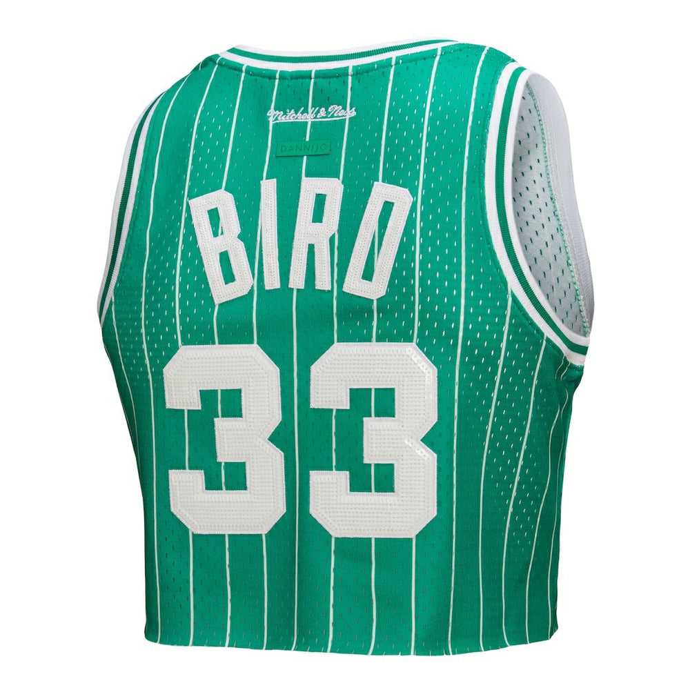 Larry Bird Boston Celtics x DANNIJO Women's Fashion Cropped Basketball Jersey Kelly Green - Mitchell & Ness outlet