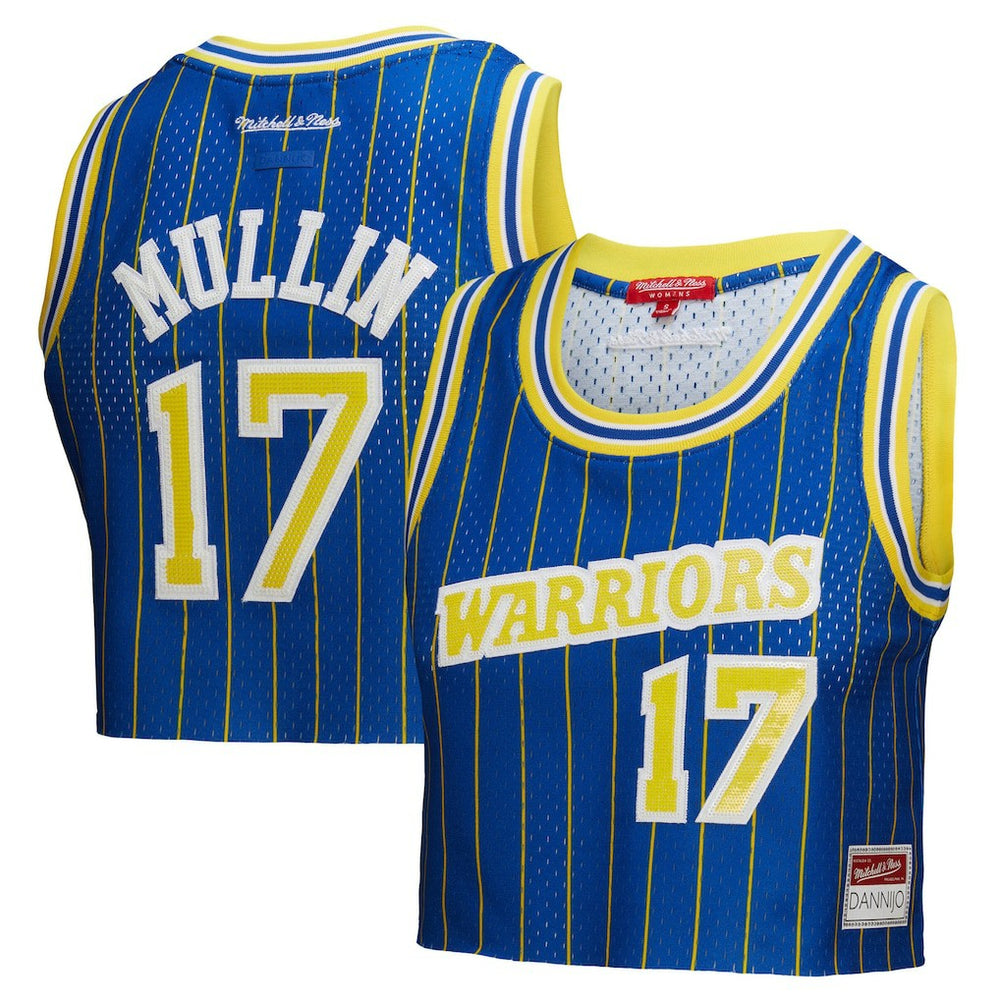 Chris Mullin Golden State Warriors x DANNIJO Women's Fashion Cropped Basketball Jersey Royal - Mitchell & Ness