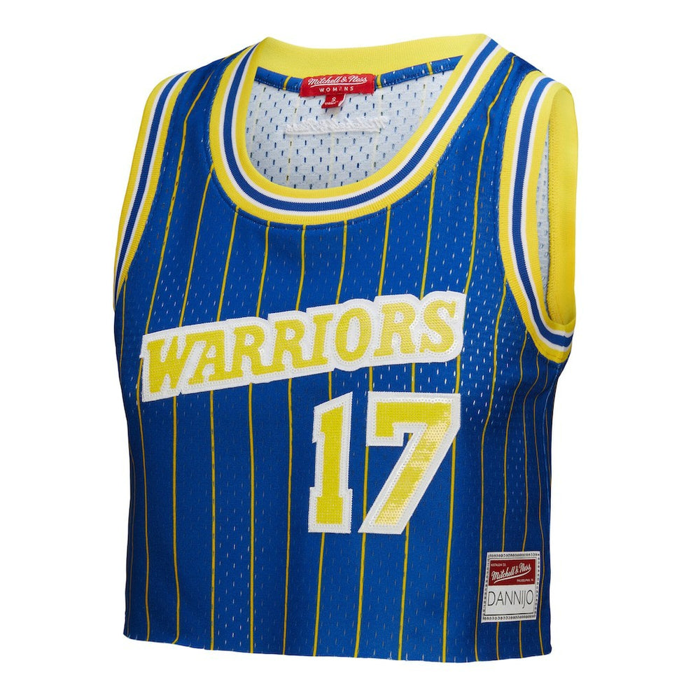 Chris Mullin Golden State Warriors x DANNIJO Women's Fashion Cropped Basketball Jersey Royal - Mitchell & Ness