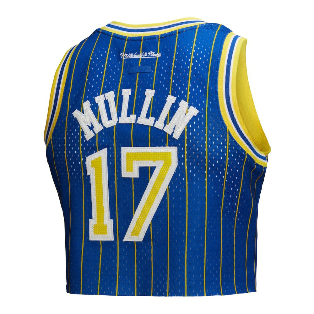 Chris Mullin Golden State Warriors x DANNIJO Women's Fashion Cropped Basketball Jersey Royal - Mitchell & Ness