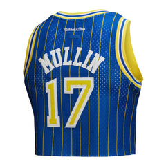 Chris Mullin Golden State Warriors x DANNIJO Women's Fashion Cropped Basketball Jersey Royal - Mitchell & Ness
