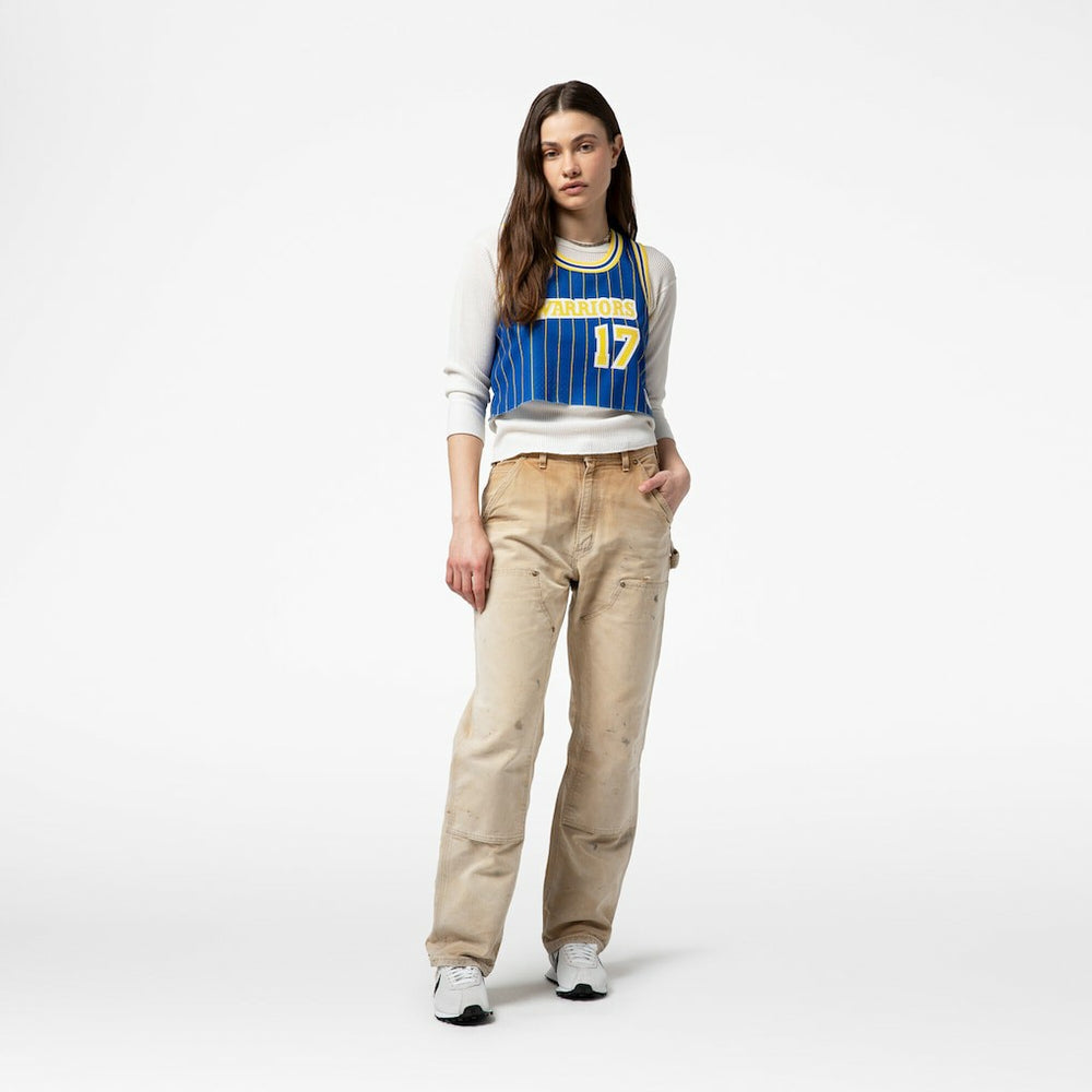 Chris Mullin Golden State Warriors x DANNIJO Women's Fashion Cropped Basketball Jersey Royal - Mitchell & Ness