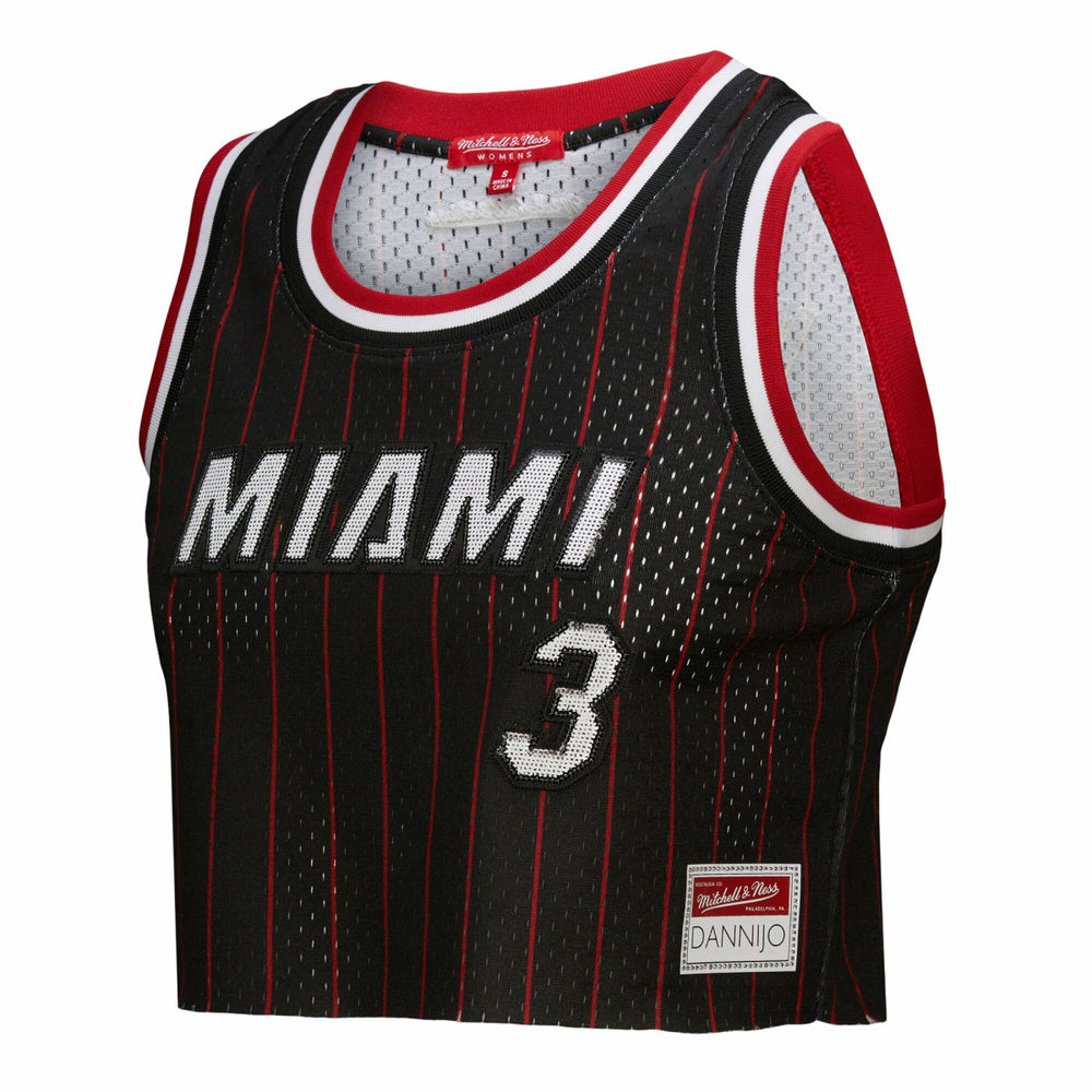 Dwyane Wade Miami Heat x DANNIJO Women's Fashion Cropped Basketball Jersey Black - Mitchell & Ness