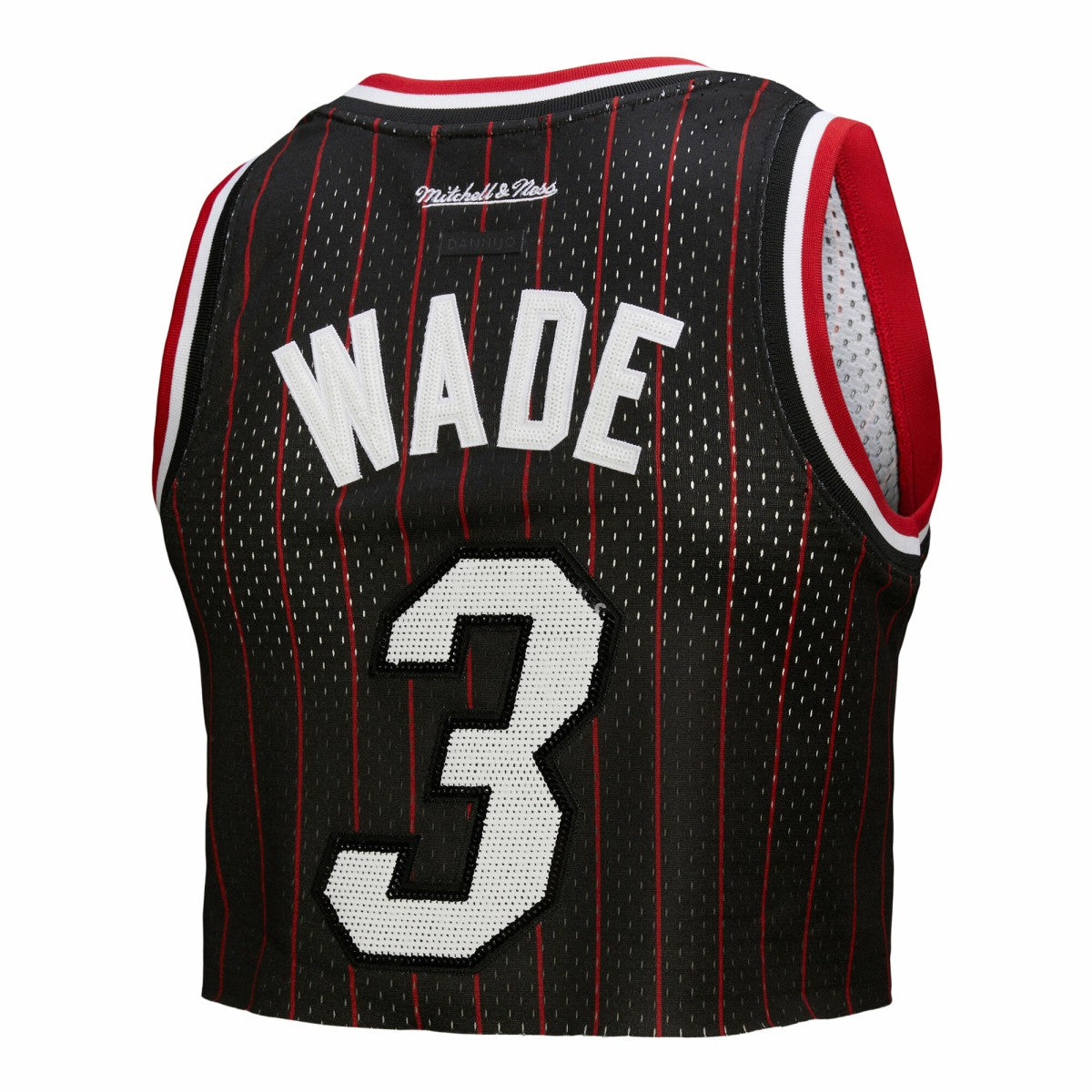 Dwyane Wade Miami Heat x DANNIJO Women's Fashion Cropped Basketball Jersey Black - Mitchell & Ness