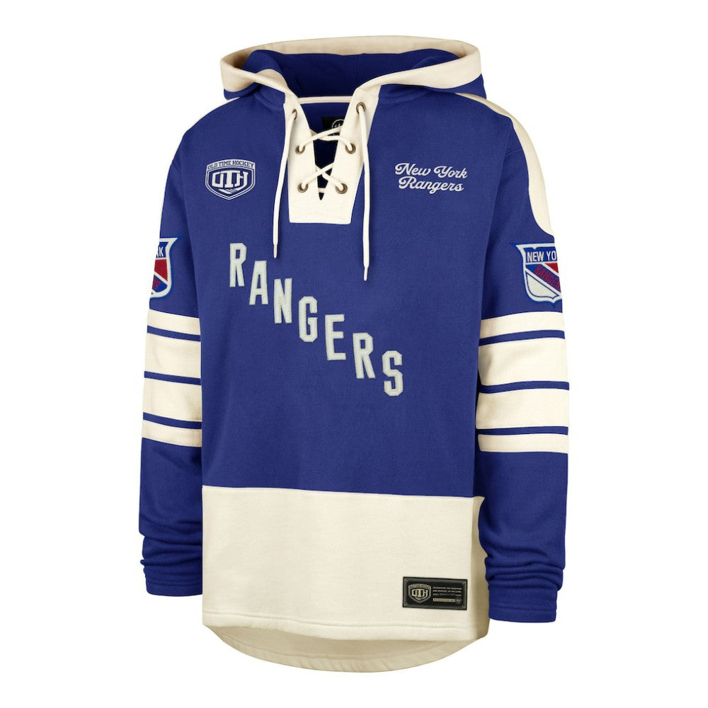 New York Rangers '47 Blue Line Heritage Lacer Pullover Hoodie - Blue | US 202209322