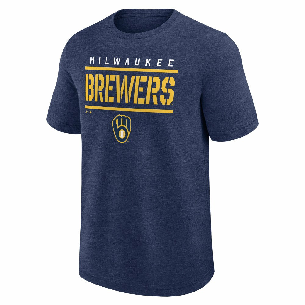 Milwaukee Brewers Logo Athletic Top Notch T-Shirt - Heather Navy T-shirts