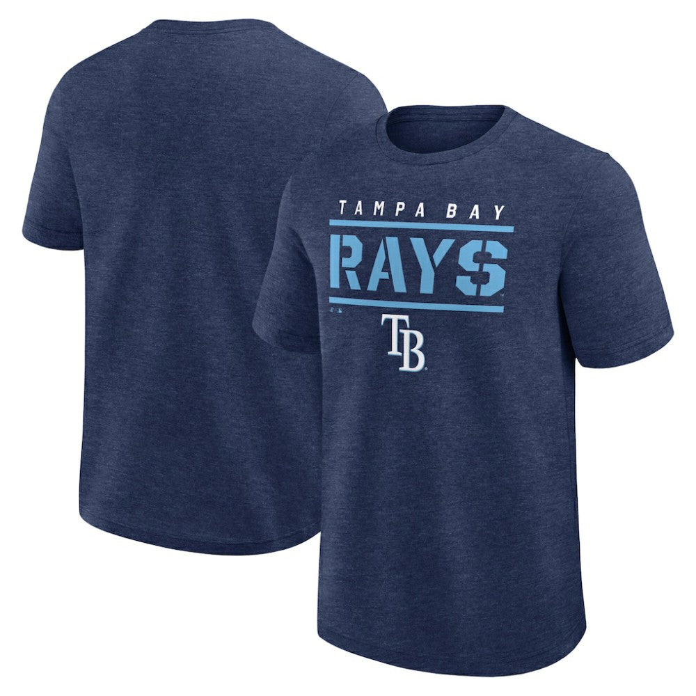 Tampa Bay Rays Logo Athletic Top Notch T-Shirt - Heather Navy T-shirts