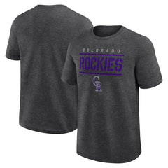 Colorado Rockies Logo Athletic Top Notch T-Shirt - Heather Charcoal T-shirts