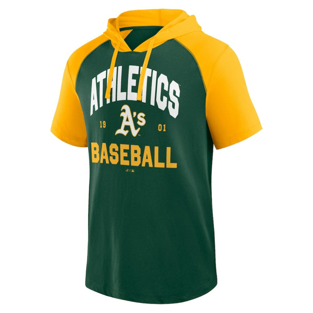 Athletics Logo Athletic Prime Raglan Short Sleeve Hoodie T-Shirt - Green Hoodies