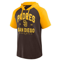 San Diego Padres Logo Athletic Prime Raglan Short Sleeve Hoodie T-Shirt - Brown Hoodies