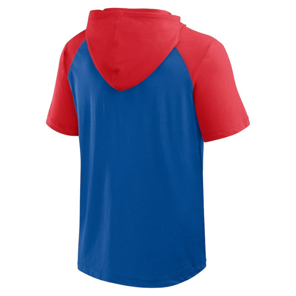 Texas Rangers Logo Athletic Prime Raglan Short Sleeve Hoodie T-Shirt - Royal Hoodies