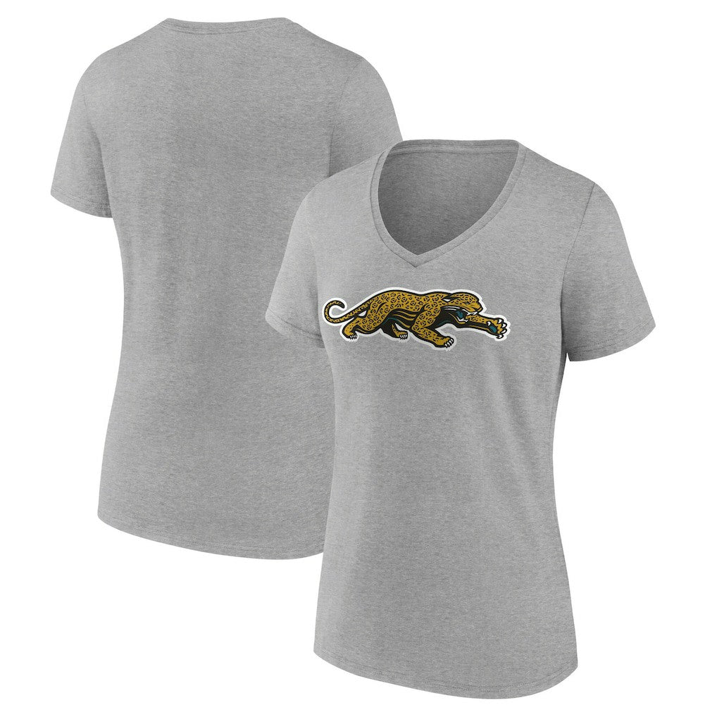 Jacksonville Jaguars Women's Classic Logo V-Neck T-Shirt - Gray T-shirts