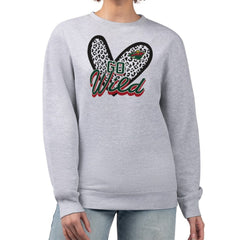 Minnesota Wild G-III 4Her by Carl Banks Women's Animal Print Heart Fleece Pullover Sweatshirt - Heather Gray | US 202213830
