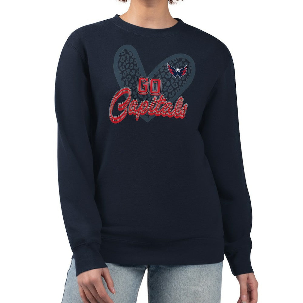 Washington Capitals G-III 4Her by Carl Banks Women's Animal Print Heart Fleece Pullover Sweatshirt - Navy | US 202213880