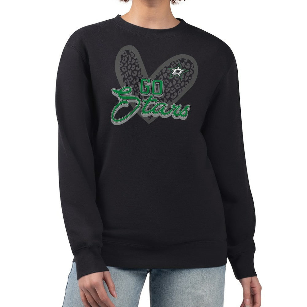 Dallas Stars G-III 4Her by Carl Banks Women's Animal Print Heart Fleece Pullover Sweatshirt - Black | US 202213887