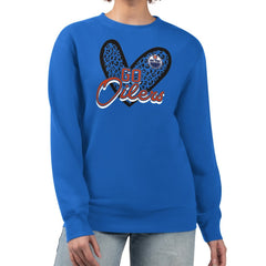 Edmonton Oilers G-III 4Her by Carl Banks Women's Animal Print Heart Fleece Pullover Sweatshirt - Royal | US 202213889