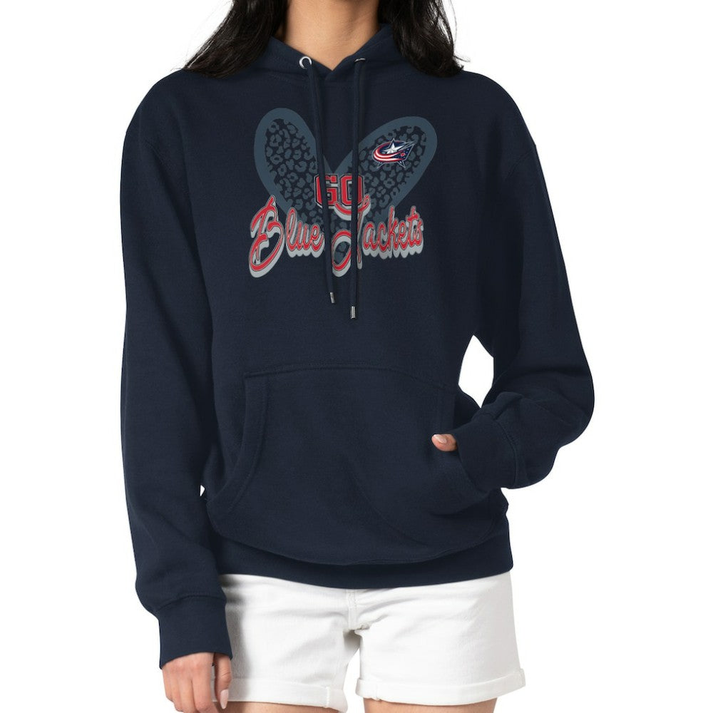 Columbus Blue Jackets G-III 4Her by Carl Banks Women's Animal Print Heart Fleece Pullover Hoodie - Navy | US 202213942