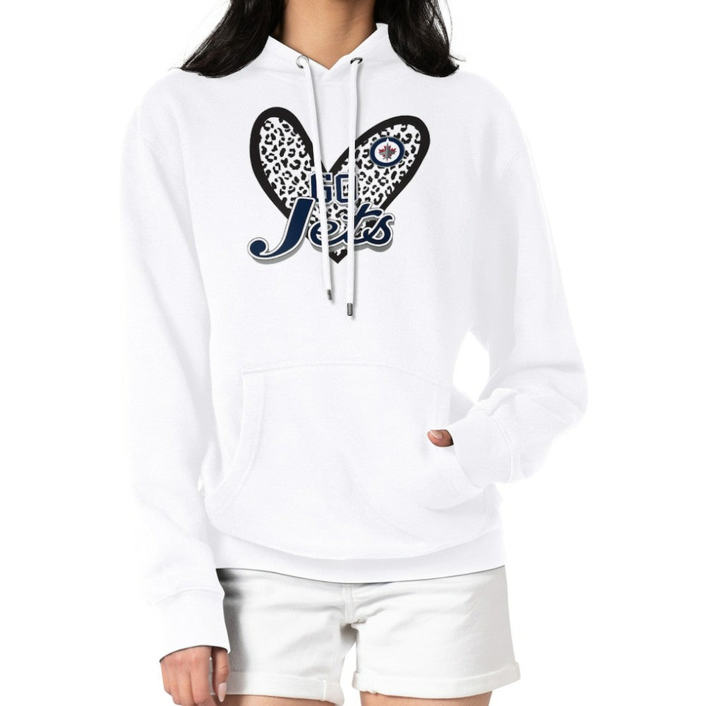 Winnipeg Jets G-III 4Her by Carl Banks Women's Animal Print Heart Fleece Pullover Hoodie - White | US 202213948