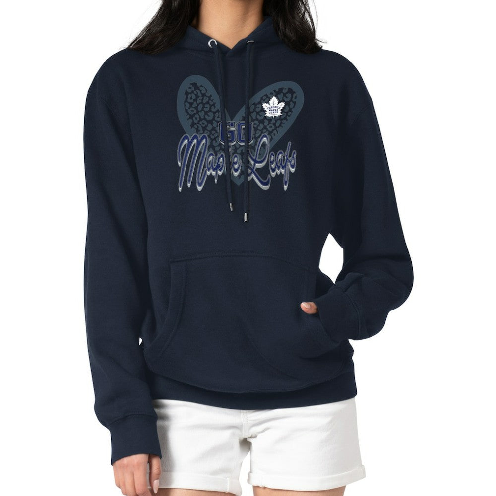 Toronto Maple Leafs G-III 4Her by Carl Banks Women's Animal Print Heart Fleece Pullover Hoodie - Navy | US 202213955