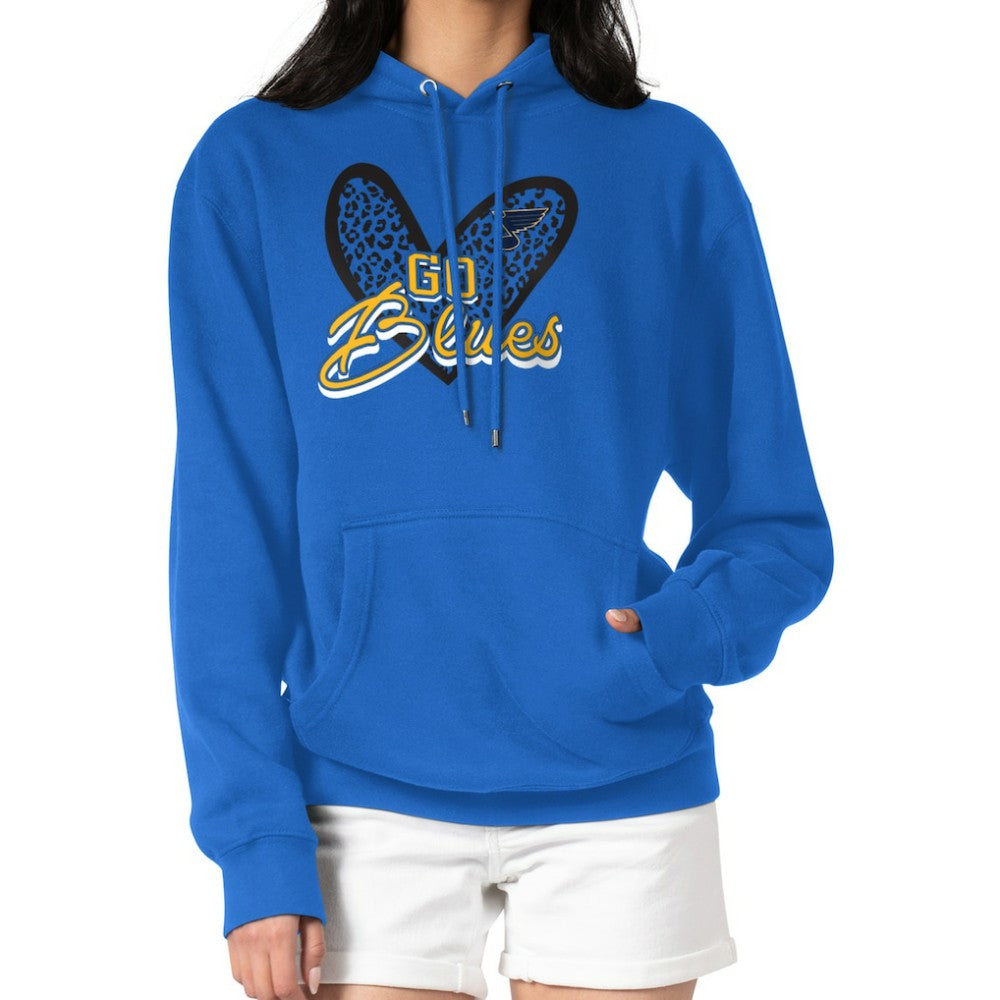 St. Louis Blues G-III 4Her by Carl Banks Women's Animal Print Heart Fleece Pullover Hoodie - Blue | US 202213979