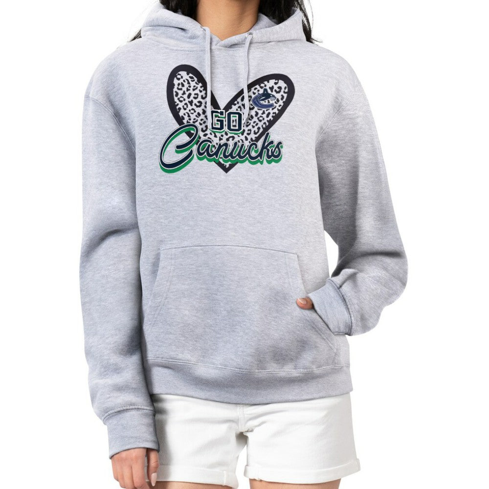Vancouver Canucks G-III 4Her by Carl Banks Women's Animal Print Heart Fleece Pullover Hoodie - Heather Gray | US 202214002