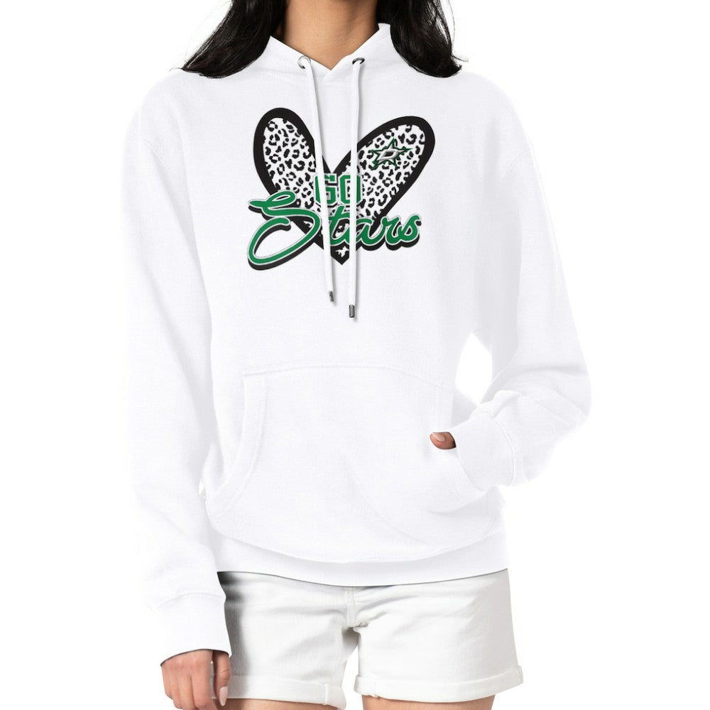 Dallas Stars G-III 4Her by Carl Banks Women's Animal Print Heart Fleece Pullover Hoodie - White | US 202214019