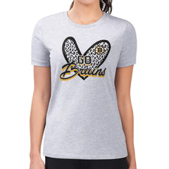 Boston Bruins G-III 4Her by Carl Banks Women's Super-Slim Fit Lightweight Animal Print Heart T-Shirt - Heather Gray | US 202214075