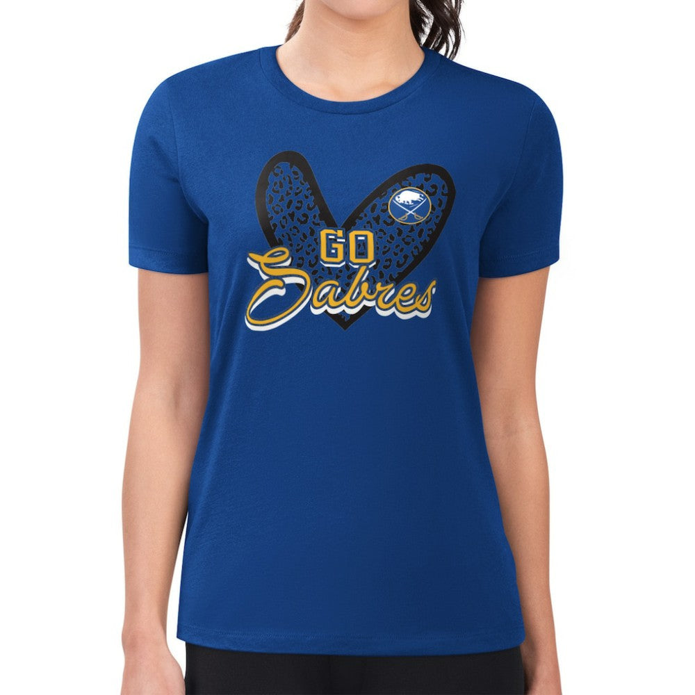 Buffalo Sabres G-III 4Her by Carl Banks Women's Super-Slim Fit Lightweight Animal Print Heart T-Shirt - Royal | US 202214142