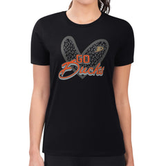 Anaheim Ducks G-III 4Her by Carl Banks Women's Super-Slim Fit Lightweight Animal Print Heart T-Shirt - Black | US 202214146