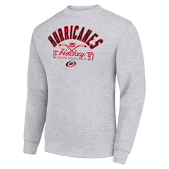 Carolina Hurricanes Starter Stick And Puck Logo Fleece Pullover Sweatshirt - Heather Gray | US 202215800
