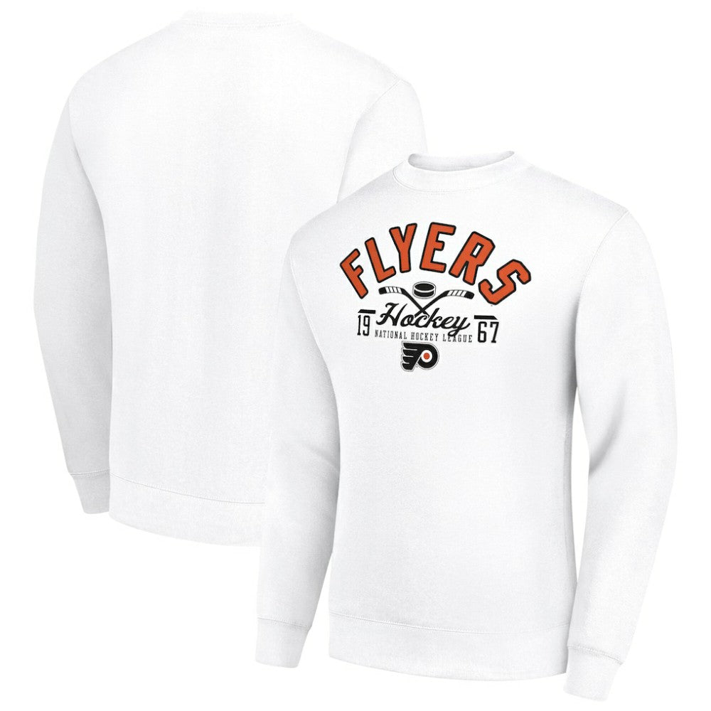 Philadelphia Flyers Starter Stick And Puck Logo Fleece Pullover Sweatshirt - White | US 202215803