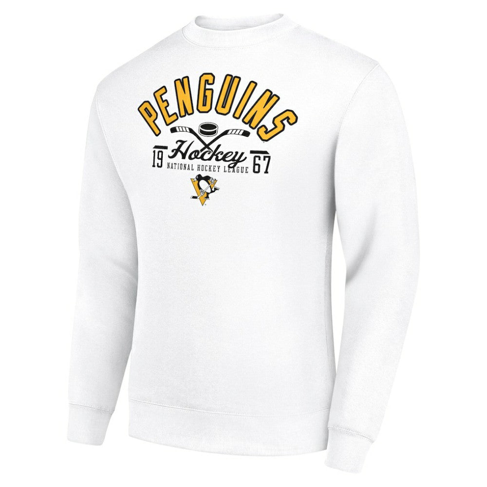 Pittsburgh Penguins Starter Stick And Puck Logo Fleece Pullover Sweatshirt - White | US 202215805