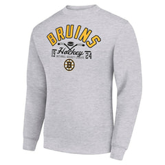 Boston Bruins Starter Stick And Puck Logo Fleece Pullover Sweatshirt - Heather Gray | US 202215816