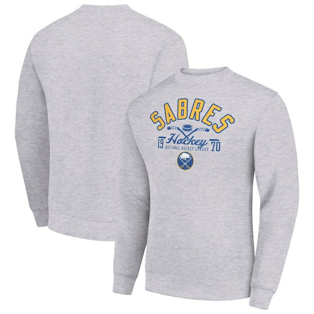 Buffalo Sabres Starter Stick And Puck Logo Fleece Pullover Sweatshirt - Heather Gray | US 202215817