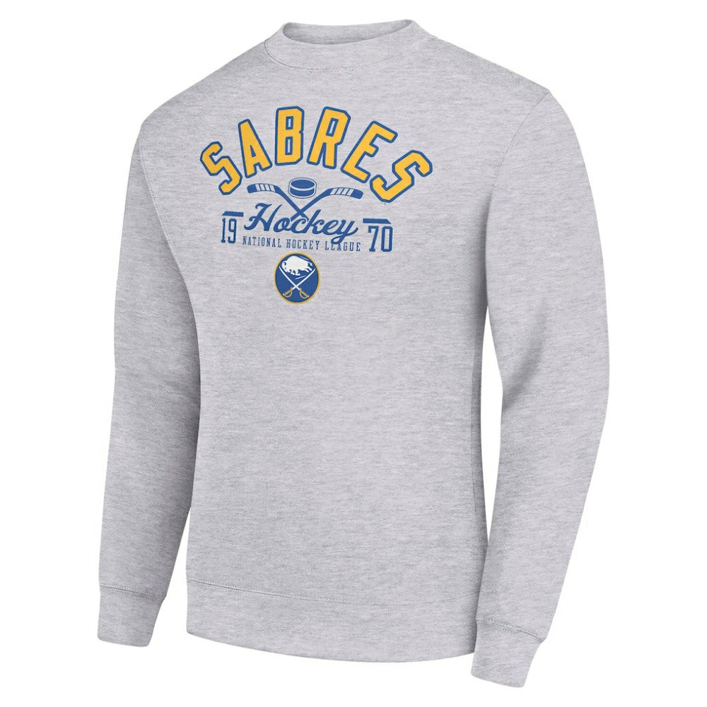 Buffalo Sabres Starter Stick And Puck Logo Fleece Pullover Sweatshirt - Heather Gray | US 202215817