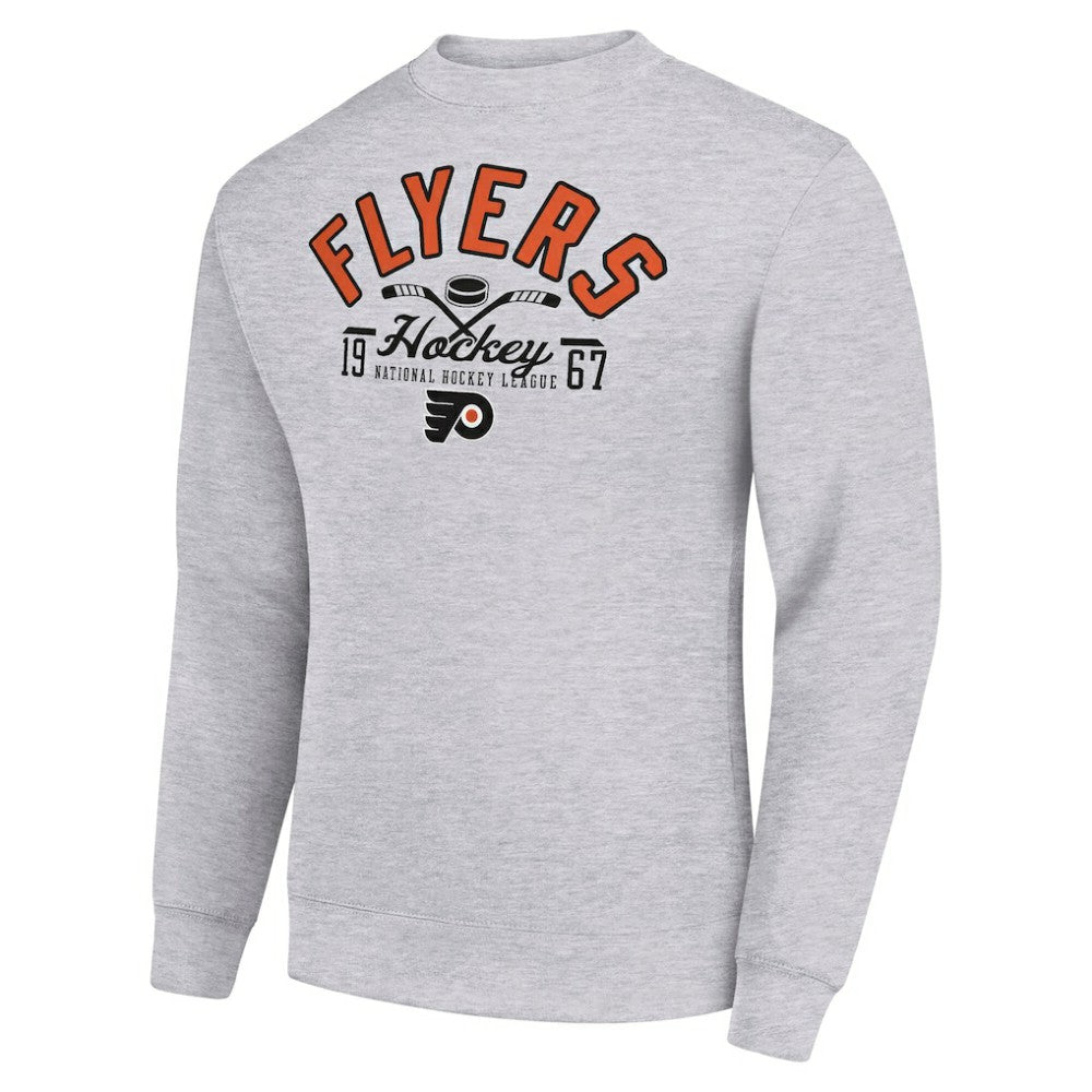 Philadelphia Flyers Starter Stick And Puck Logo Fleece Pullover Sweatshirt - Heather Gray | US 202215820